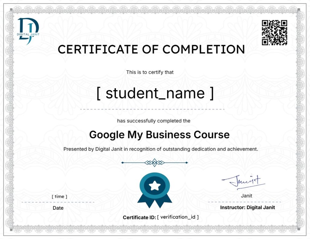 google my business course with certificate